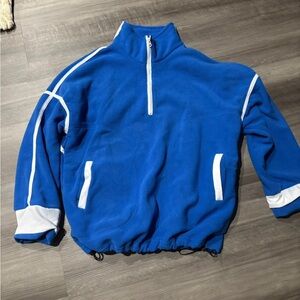 Blue and White Quarter-Zip Fleece Pullover